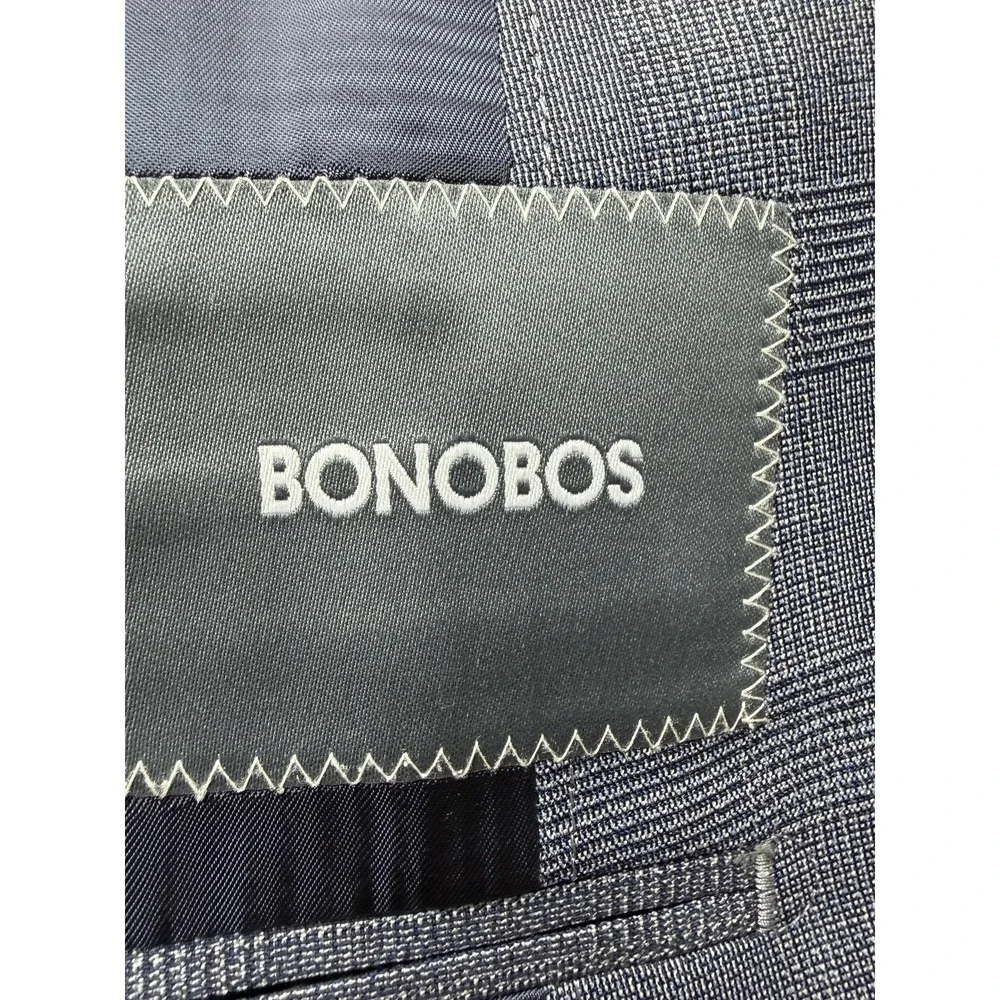 Bonobos Blazer Mens 40R Gray Check Marzotto Italian Wool Slim Fit 2 Button